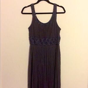 Charcoal Grey Georgette Beaded Dress